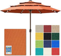 EliteShade USA 10-Year-Non-Fading 10ft 3-Tier Market Patio Umbrella, Commercial Table Umbrella with 80 Solar LED Lights, Crank Open, Windproof & UPF 50+ UV Protection for Garden, Deck, Pool, Backyard, No Tilt, Rust by EliteShade