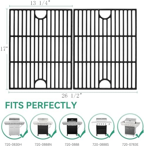 13 x 17 Cast Iron Cooking Grate for Nexgrill 4 Burner 720-0830H 720-0783E Expert 720-0789H 720-0789C, 5 Burner 720-0888N 720-0888S, 17 Inch Grids Replacement for Kenmore 41516106210 Uniflame GBC981 - Image 2
