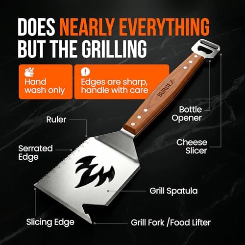 9-in-1 Grill Spatula – Multifunctional 1.5mm Thick Stainless Steel BBQ Tool with Bottle Opener, Cheese Slicer & Scraper – Outdoor Barbecue Grilling Gift for Men, Dad, Father's Day & Christmas - Image 2