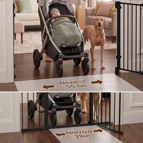 Mumeasy 30" Tall Baby Gate for Stairs, 36.2-55.1" Expandable Hardware Mounted (Drill Needed), Removable No Bottom Bar Dog Gate, Auto Close Wide Walk Thru Safety Gate for Doorways, Pets& Toddlers,Black - Image 4