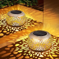 Solar Lanterns Outdoor Waterproof: 2 Pack White Gold Metal Table Decor by NFEVER