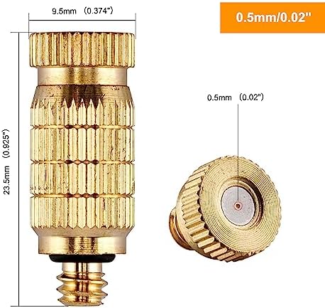 20pcs High Pressure Atomizer Nozzle Brass Misting Nozzles for Outdoor Cooling System, Landscaping, Greenhouse Irrigation, Air Humidification, Anti-Drip Fogging Spray Head(0.02"/0.5mm) - Image 2