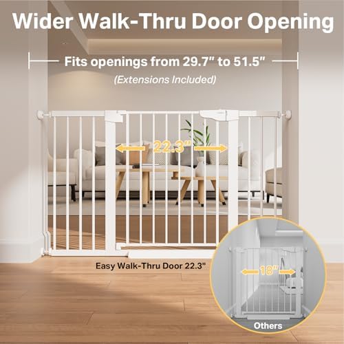 Cumbor 2-Pack 29.7-51.5 in Extra Wide Baby Gate for Stairs, Dog Gate White - Image 3