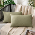 MIULEE Decorative Outdoor Pillow Covers Lumbar Waterproof 12x20 Light Olive Green by MIULEE