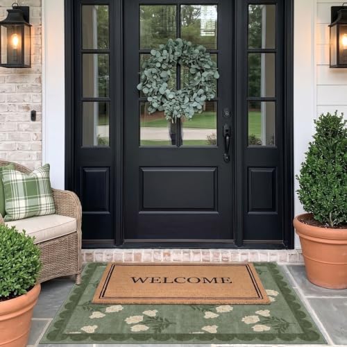 3x4 Floral Entry Rug - Small Washable Indoor Outdoor Mats for Front Door Non-Slip Spring Porch Rug Sage Green Farmhouse Throw Rugs for Living Room Bedroom Entryway Kitchen Office Porch Decor - Image 6