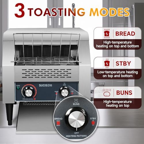 Commercial Toaster 300 Slices/Hour Industrial Conveyor Toaster 1900W Stainless Steel Restaurant Toasters for Croissants Toast Bun Bagel Bread - Image 5