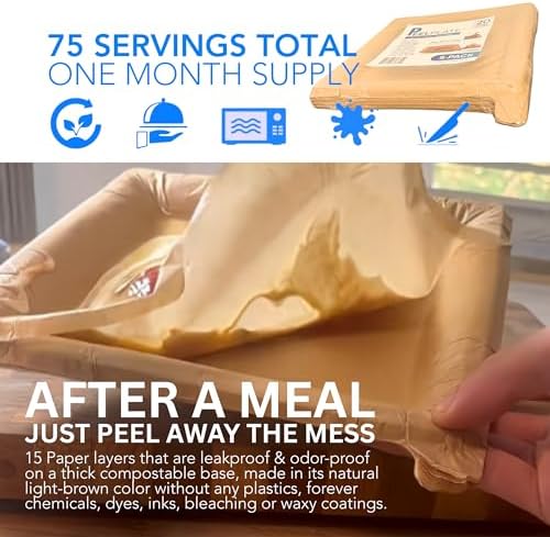Peel Plate [5-Pack] 75 Servings Total - Large 9.5in X 9.5in Multi-Use Reusable Paper Plates 90% Less Waste For Home or On-The-Go Mealtime & Snacktime - Image 6
