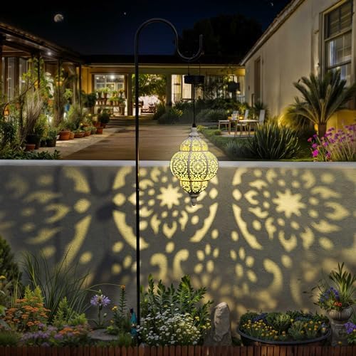 Hapjoy Hanging Solar Lights Outdoor Garden Decor Solar Lantern Waterproof Plastic Moroccan Outdoor Decorations for Patio Pathway Yard Backyard Garden Decorative (1, White) - Image 7