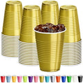 DecorRack Gold Plastic Cups, 12 oz Disposable Cups, Reusable Party Supplies (40 Count) by DecorRack