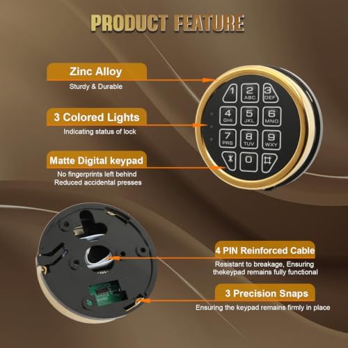 Electronic Safe Lock Kit Replacement with Digital Keypad and Solenoid Lock - Image 3