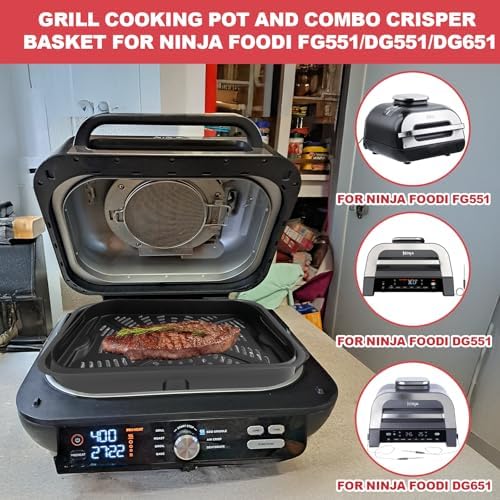 Combo Crisper Basket and Rack for Ninja Foodi FG551 DG551 DG651 Smart XL, Air Frying Griddle Basket and Rack with Disposable 100pcs Liners for Ninja Foodi Smart XL Accessories - Image 3