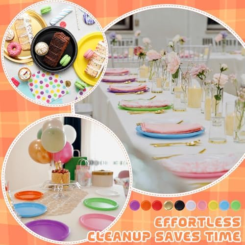 Plastic Plates 9 Inch Plastic Solid Round Party Dessert Dinner Plates for Weddings Party BBQs Birthday Camping and Anniversary (30, Purple) - Image 7