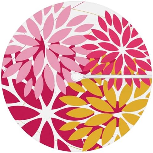 Round Tablecloth with Umbrella Hole and Zipper Elastic Fitted Table Cloth 36"-44" Oil-Proof Waterproof Patio Table Cover for Outdoor Picnic Party, Spring Summer Geometric Elegant Pink Yellow - Image 6