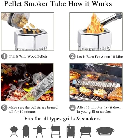 12" Smoke Tube for Pellet Smoker, Basic Version No Accessories Included, 5 Hours Billowing Smoke Hot & Cold Smoking, Stainless Steel Wood Chip Smoking Tube for Gas & Charcoal BBQ Grills - Image 3