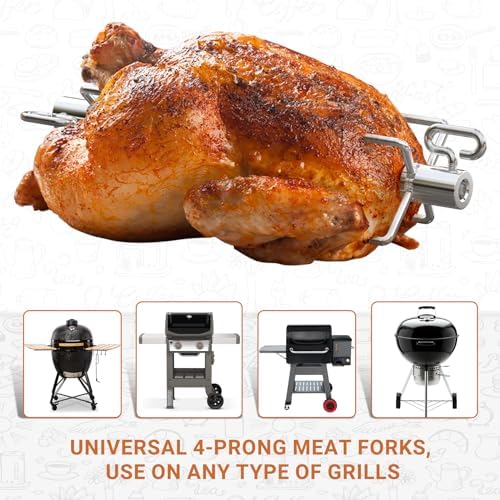 onlyfire 6008 Rotisserie Meat Forks(1-Pair) for Weber and Other Model Grills - Only Fits 5/16" Square Spit Rods (Pack of 2) - Image 4