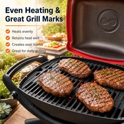 Uniflasy 7644 Cast Iron Grill Grates for Weber Q100, Q1000, Q120, Q1200, Q1400, 516001, 516002, 50060001, 51010001, 51060001, Baby Q Gas Grill, 2 Pack - Image 3