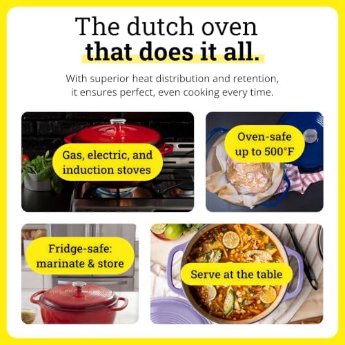 Lodge Essential Enamel Cast Iron Dutch Oven, 7.5 Quart, Island Spice Red - Image 4