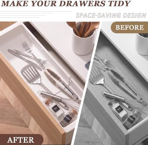 Deep Drawer Organizer, Adjustable Drawer Organizer, Suitable for Kitchens, Cosmetics, Daily Necessities, Barbecue Tools, Durable Plastic Material, Sliding Design, Convenient Storage.(Large* 2) - Image 6