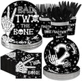 168Pcs Bad Two The Bone Birthday Party Supplies for Halloween Serves 24 by Greencian