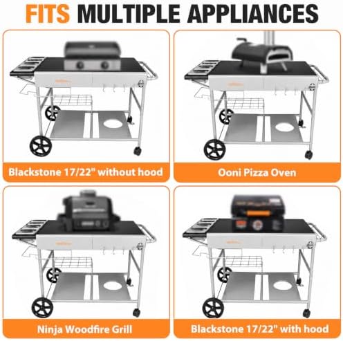 Pizza Oven Table Grill Cart for Ninja Woodfire, Blackstone Griddle, Ooni - Image 2