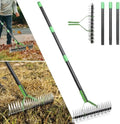 Thatch Rake, 13" Wide Efficient Dethatcher Rake with 55" Adjustable Long Handle, Heavy Duty Steel Metal Dethatching Rakes for Cleaning Dead Grass, Loosening Soil, Lawn Care in Yard Garden by Unknown