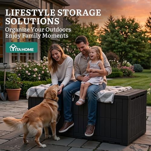 YITAHOME 240 Gallon Large Outdoor Storage Box XXL Resin Deck Box with Lock - Image 5