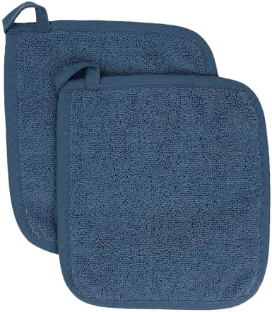 RITZ Terry Potholder & Hot Pad: Unparalleled Heat Resistant, Durable 100% Cotton – Ergonomically Designed for Optimal Grip – Easy-Care Machine Washable – 2-Pack, Midnight by RITZ