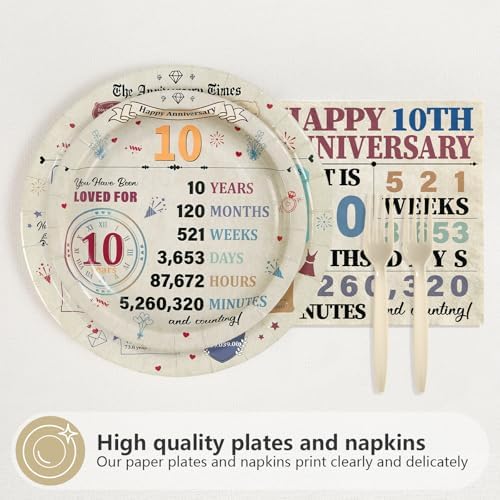 96Pcs Retro 10th Anniversary Party Decorations, Serves 24 - Image 3