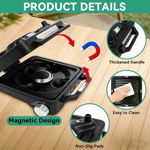 2 Burner Camp Stove 24000 BTU, Portable Propane Camping Stove with Windshield, Foldable Gas Stove with Adjustable Burners, Carry Bag, Camping Cooking Set for RV, Tailgating, Survival, Black - Image 5