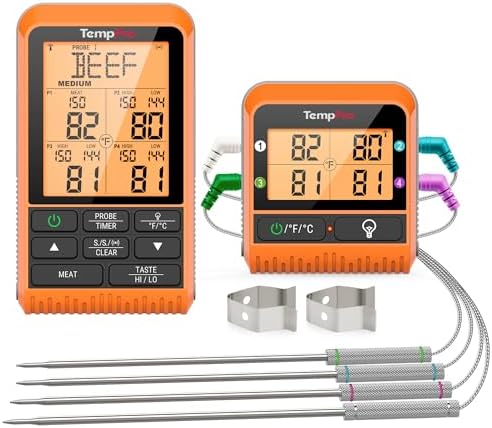 TempPro TempSync 1000FT Wireless Meat Thermometer for Grilling and Smoking by TempPro