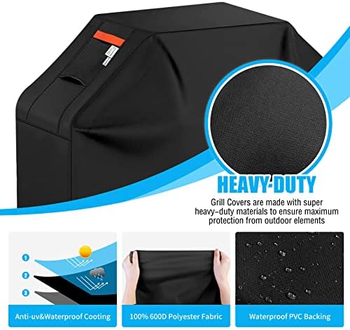 72" Grill Cover Heavy Duty Waterproof BBQ Grill Protector Cover, Black - Image 4
