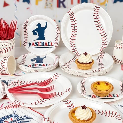 120Pcs Baseball Plates and Napkins Party Supplies for Birthday Game Day - Image 2