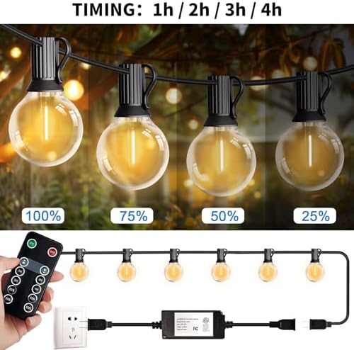 HISTAR 96FT LED Dimmable Outdoor String Lights with Remote - Image 2