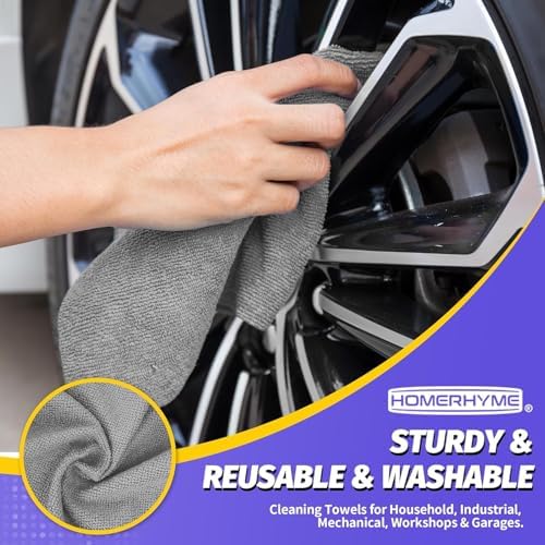 Microfiber Cleaning Cloth, 100 Pack Cleaning Rags Microfiber Towel Bulk Absorbent Lint-Free WashCloths, All-Purpose Towels for Cars, Shop, Automotive, Garage, Home Kitchen 11.5"*11.5", Grey - Image 3