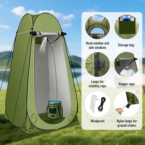 Portable Shower for Camping, 6000mAh Rechargeable Camp Shower Pump with Large Capacity Foldable Bucket, Filtered Shower Head, Outdoor Camping Shower Kit for Travel, Pet Bath, Car Washing - Image 3