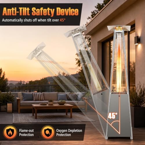 Tangkula 45000 BTU Pyramid Patio Heater with Wheels & Zippered Cover - Image 6
