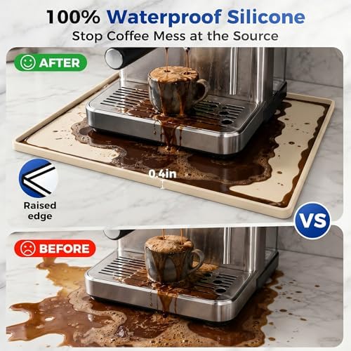 Golener Coffee Bar Mat, Silicone Coffee Mat with Raised Edges, 31.5"x16" - Image 3