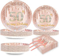 CHUNNIN 200 PCS Happy 50th Birthday Party Plates Napkins Pink Rose Gold Tableware Set for Women 1976 Decorations Dessert Plates Forks Serve 50 Guests for Girls 50th Birthday Party Supplies by CHUNNIN