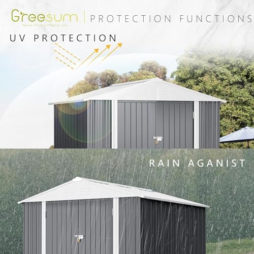 Greesum 8x6FT Outdoor Storage Shed, Gray - Image 3