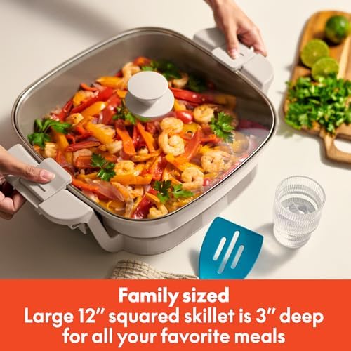 bella Fits-Anywhere™ SAUTE Make & Take Skillet, Non-Toxic, Ceramic, Oatmilk - Image 3