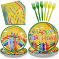 96Pcs Crayon Themed Birthday Party Supplies, Serves 24 by Greencian