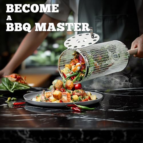 Rolling Grill Basket, Grilling Accessories, Outdoor Camping, Gifts for Men - Image 4