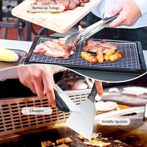 Griddle Accessories Kit for Blackstone and Camp Chef, 45 PCS Upgraded Flat Top Grill Accessories, Household Griddle Spatula Set with Enlarged Spatulas, Basting Cover, Scraper, for Outdoor - Image 3