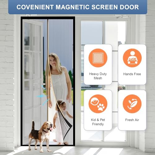 METAONLY Magnetic Screen Door Mesh, Works for Patio, Sliding Door, Keeps Bug Mosquito Out, Fresh Air Flow, Fits 35" x 96" Door - Curtain Size 37" x 98", Black - Image 3