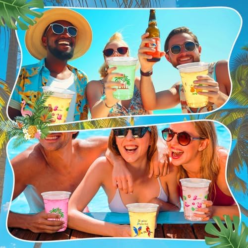 Hawaiian Aloha Luau Party Decorations Supplies Disposable Plastic Cups - Image 2