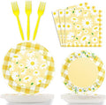 Wiooffen 96 Pcs Daisy Flower Party Supplies for 24 Guests Daisy Party Tableware Set Yellow Daisy Flower Birthday Party Pack Paper Plate Napkin Fork for Birthday Party Wedding Bridal Baby Shower by Wiooffen