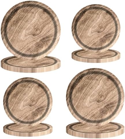 80 Pcs Wood Grain Paper Plates Birthday Decorations Party Disposable Tableware for Lumberjack Camping Hunting Theme Party Supplies, Serves 40 guests (Style B) by RFAPTDM