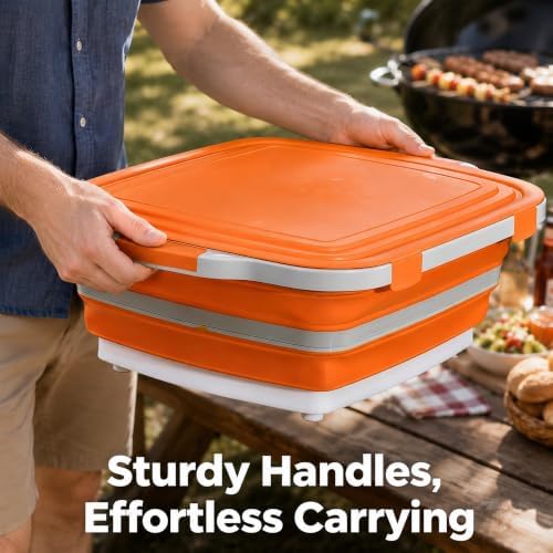Collapsible BBQ Prep Tub with Locking Lid, Cutting Board & Wash Basin, 16L - Image 2