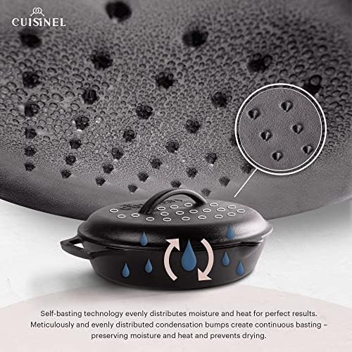 Cast Iron Skillet + Cast Iron Lid Set - 8"+10"+12" Dual Handle Frying Pans + Pan Scraper + Silicone Handle Holder Covers - Pre-Seasoned Indoor/Outdoor, Grill, Stovetop, Induction, Oven Safe Cookware - Image 4