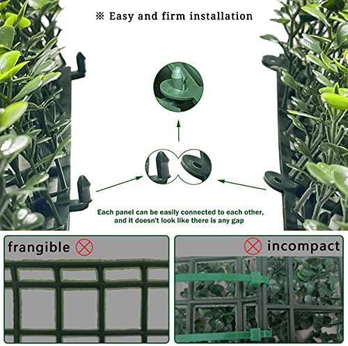 Bybeton Artificial Grass Wall Panel,10"x 10"(12Pcs) Boxwood Faux Green Wall Panels for Interior Wall, Backdrop Wall,Garden Wall and Indoor Outdoor Plant Wall Decor - Image 4